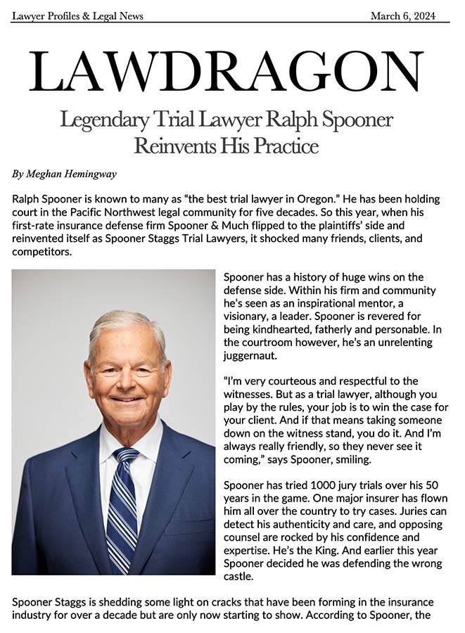 Cover of March 2024 Lawdragon article on Ralph Spooner